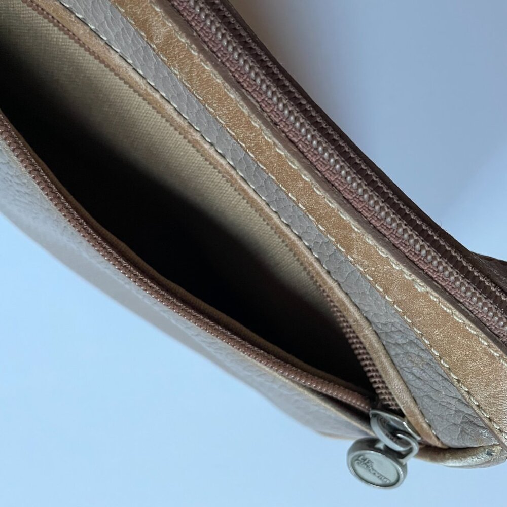 Vtg Liz Claiborne Pebbled Leather Crossbody Bag - Mushroom Taupe Grey - Picture 7 of 14